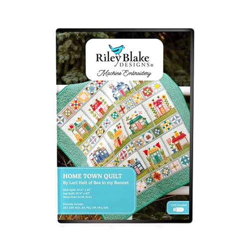 Generic Lori Holt Home Town Quilt – in-The-Hoop Machine Embroidery Project – 2 Quilt Sizes Included – Customized Embroidery Stitches & Quilting Techniques – Formats: DST, EXP, HUS, JEF, PES, VIP, VP3, XXX