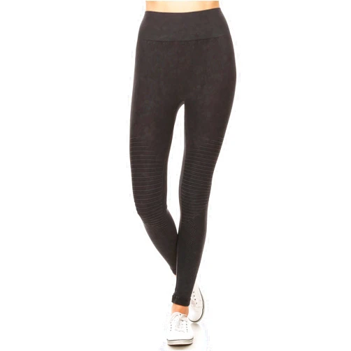 ICONOFLASH Women's Workout Moto Leggings with a Vintage Wash Great for Fitness Yoga Gym