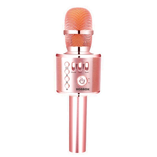 BONAOK Wireless Bluetooth Karaoke Microphone, 3-in-1 Portable Handheld Mic Speaker Machine for All Smartphones,Gifts to Girls Kids Adults All Age Q37(Champagne)