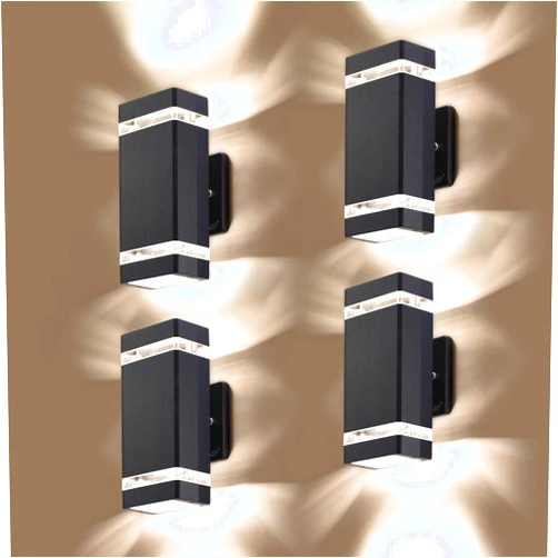 LMP 4 Pack LED Square Up and Down Lights Outdoor Wall Light，Body in Aluminum Waterproof Outdoor Wall Lamps，3000k 5W with Certificate ETL