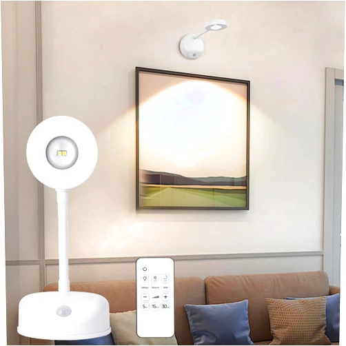 DESGNT Picture Light Battery Operated,Wireless Painting Lights with Remote,Motion Sensor Spotlight Rechargeable,Dimmable 3 Color Temperature,360°Rotation LED Light,for Wall,Gallery Dartboard, Artwork