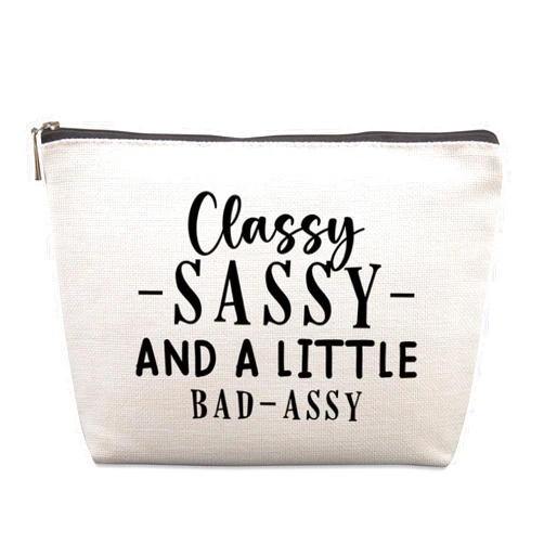 Lcoanriut Funny Birthday Gifts for Her & Him - Sarcastic Gifts for Friends, Farewell & Christmas - Classy, Sassy & Badassy Cosmetic Bag