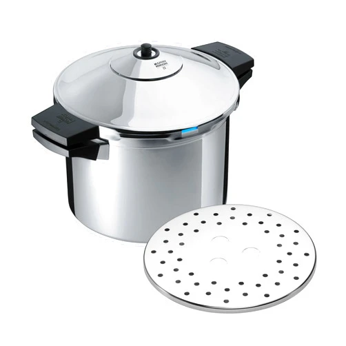 Kuhn Rikon DUROMATIC® Pressure Cooker 8.75” 6.3 qt family of 4 with side handles to save space