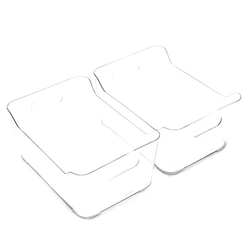 BINO | Plastic Storage Bins, Large - 2 Pack, Clear | THE SOHO COLLECTION | Pantry Organizers and Storage Containers Fridge Organizer Bins Kitchen Cabinet Organizer Medicine Cabinet Organizer Bin