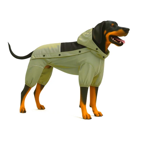 LOVELONGLONG Waterproof Dog Raincoat with Removable Hood – Outdoor Full Body Dog Jacket, Windproof Snowproof Shell Suit – All Season Pet Rain Gear Sage Green L