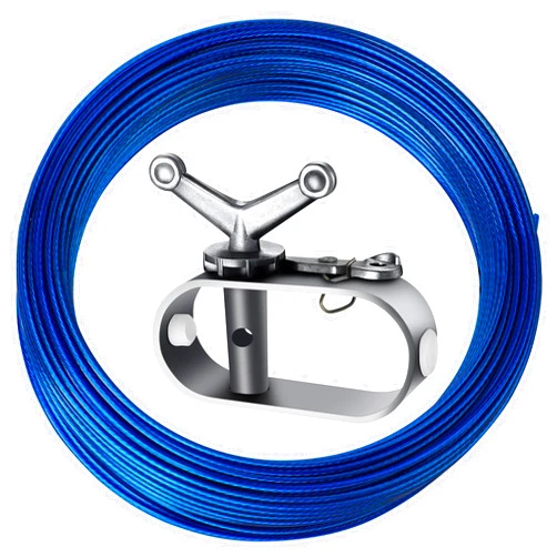 Peony man 118Ft Pool Cover Cable and Winch Kit Pool Closing Wire Ratchet Plastic Coated Steel Cable and Winch for Securing Above Ground Swimming Pool Cover (Blue)