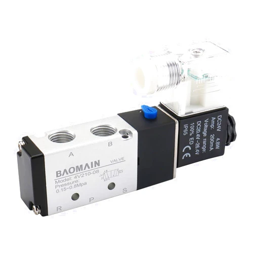 Baomain Pneumatic Air Control Solenoid Valve 4V210-08 DC 24V 5 Way 2 Position PT1/4