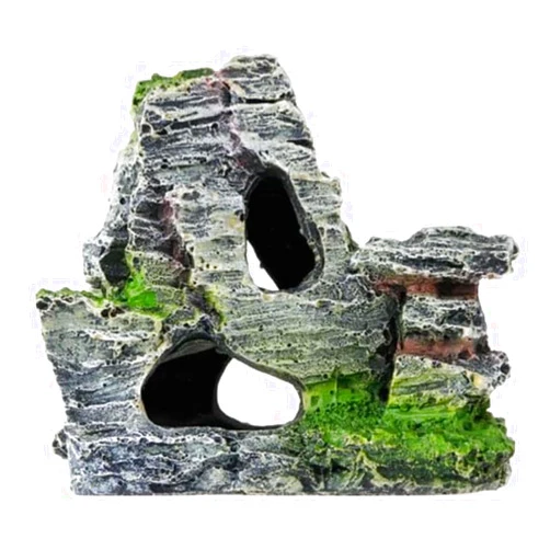 WaigN Artificial Moss Rock Aquarium Stone Cave – Resin Fish Tank Decor for Hiding and Landscaping, Small Mountain Terrain Ornament, Natural-Looking Habitat for Fish, Shrimp, and Reptiles, Decoration