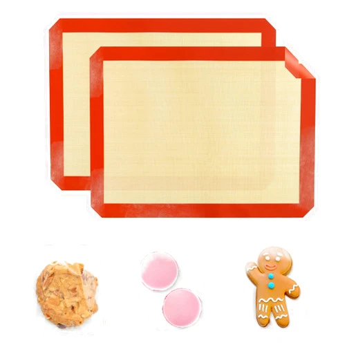 Miaowoof 2-Pack Silicone Non-Stick Food Safe Baking Mat Set with Cookie Bags, 15.7x11.8
