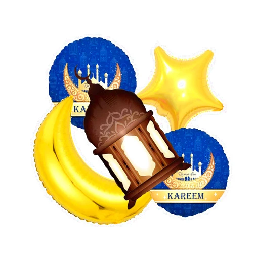 Marialler Eid Mubarak Balloons for Eid Mubarak Decorations 5Pcs Ramadan Mubarak Foil Mylar Balloons Eid Islamic Decorations Eid Mubarak Theme Birthday Party Decorations