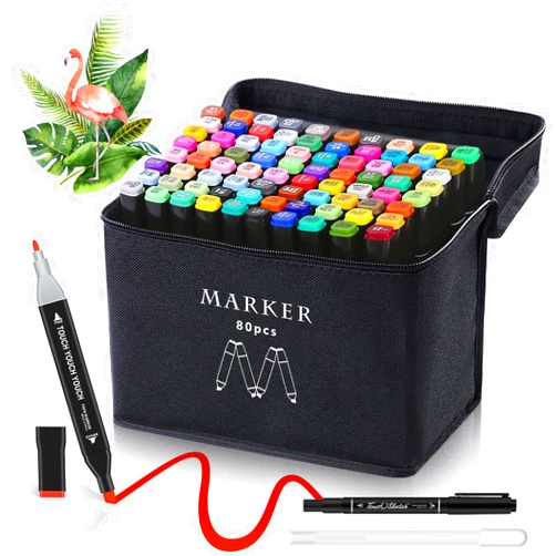 AdamStar Alcohol Markers, 80 Colors Dual Tip Art Markers for Kids & Adult Coloring, Sketching, Drawing - Paint Pens With Carry Case