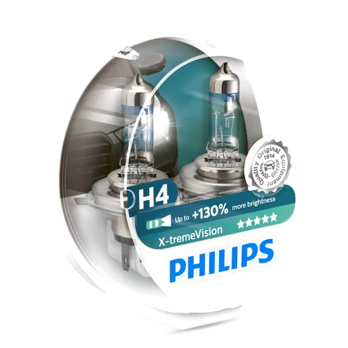 PHILIPS X-treme Vision +130% Headlight Bulbs (Pack of 2) (H4 60/55W)