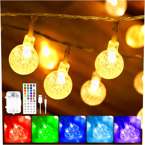 OMIKA Battery Operated String Lights, 24 Color Changing 15FT 30 LED Battery Operated Christmas Lights with Remote Timer, USB Powered Fairy Lights for Indoor Bedroom Outdoor Garden Patio Balcony Decor