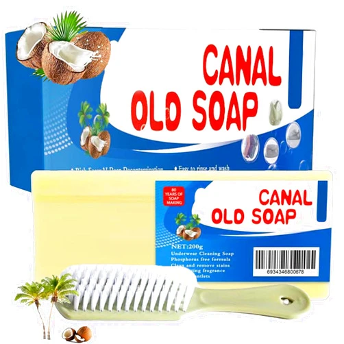 Generic Canal Old Soap Bar for Stains, Laundry Soap Bars Grand, Underwear Cleaning Soap Bar, All Purpose Stain Cleaner for Clothes, Shoes, Underwear(With brush)