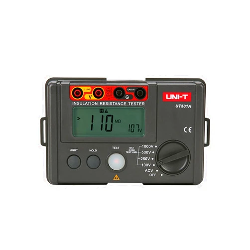 UNI-T Digital Megohmmeter UT501A Insulation Resistance Tester Multimeter, Electrician Megohm Meter, 125V/250V/500V/1000V Test Voltage, 0.01~200Ω Low Resistance Testing, 2000 Counts Auto Ranging