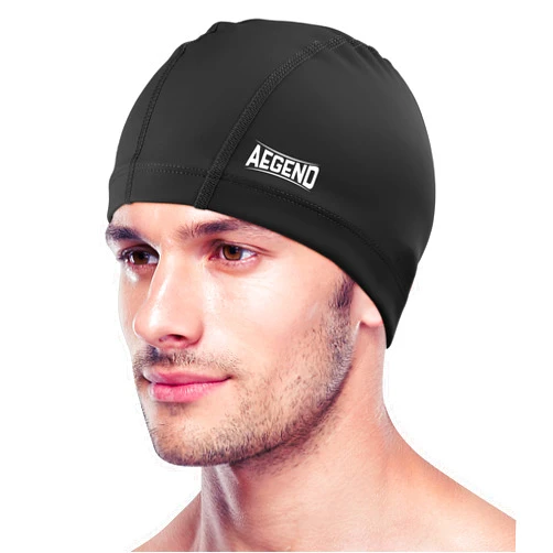Aegend Fabric Swim Cap, Silicone Waterproof Layer - Breathable Cloth Swimming Cap, Keep Hair Dry with Hight Elasticity for Women Men Youth Kids, 2 Sizes to Choose