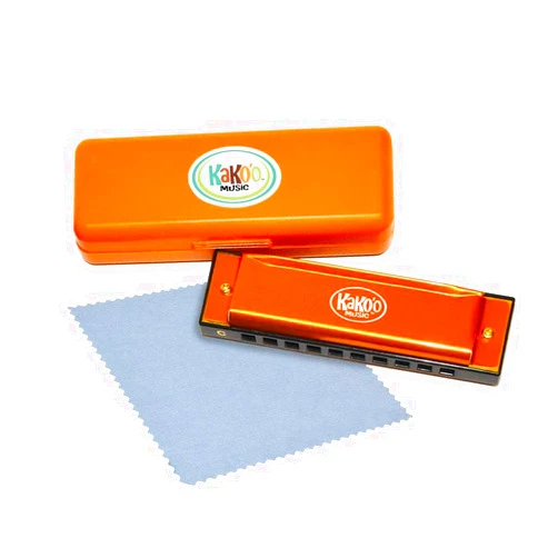 KaKo'o Music Kako'o: Classic Metal Harmonica - Orange - 4' Harmonica Comes with Storage Case, Microfiber Cloth, & Instruction Manual - Musical Instrument, Ages 5+