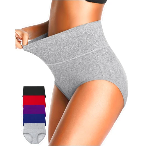 CULAYII Tummy Control Underwear for Women High Waisted Panties Full Coverage Cotton Postpartum Briefs Stretch Ladies Undies