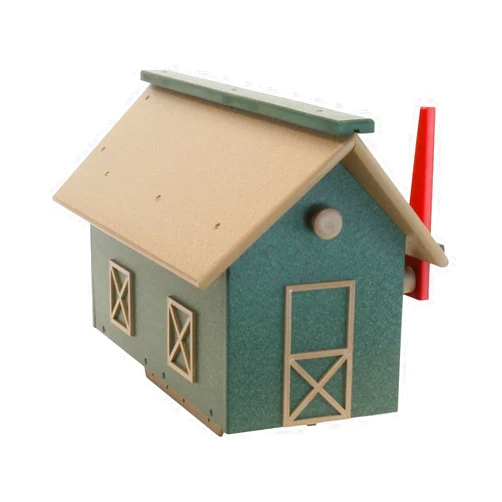 AmishToyBox.com Mailbox, Post Mount, Made with Weather-Proof Poly Lumber, UV-Resistant, (Weathered Wood and Turf Green)