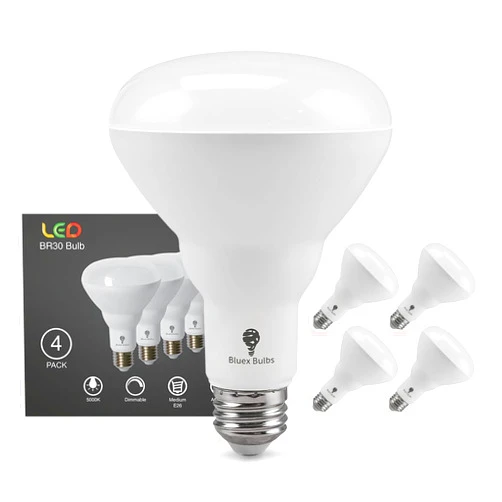 Bluex Bulbs 4 Pack 16W BR30 HO High Power LED Indoor Flood Light Bulbs - 5000K Cool White Dimmable 1600 Lumens E26 120W Equivalent Base Recessed Can Lights - R30 Home Kitchen Spot Ceiling Lights