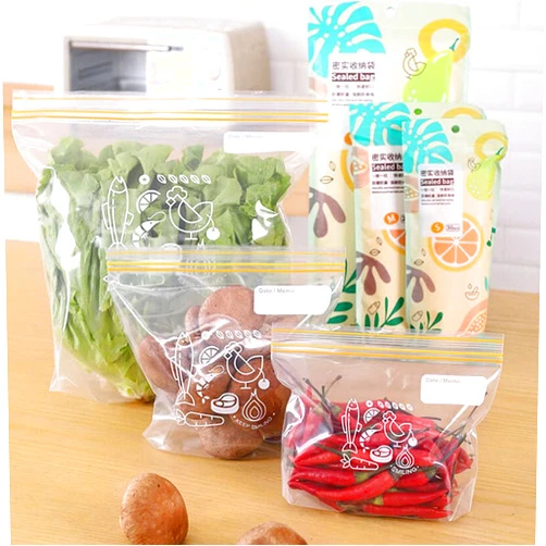 RJfashion Food Sealing Bag [70 Piece Set] Refrigerator Fresh-Keeping Bag Vegetable Storage Bag Double Reinforced self Sealing Bag Thickened Large, Medium and Small