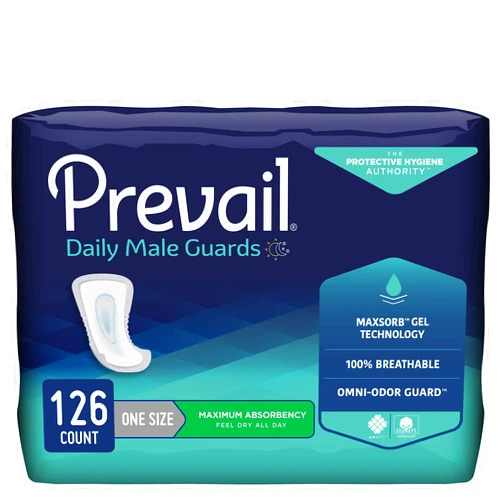 Prevail Proven - Male Incontinence Guards - Bladder Leak Guards - Maximum Absorbency - 126 Count (9 packs of 14)
