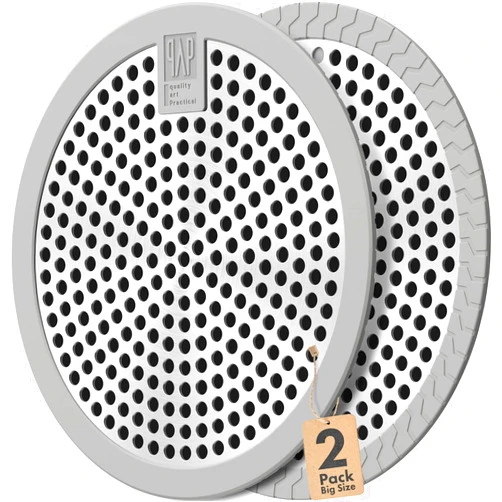 qAp quality art Practical Shower Drain Hair Catcher / Bathtub Drain Cover/Drain Protector/Stainless Steel+Silicone/for Bathroom & Kitchen (2pack/4.5inch/Grey+Grey)