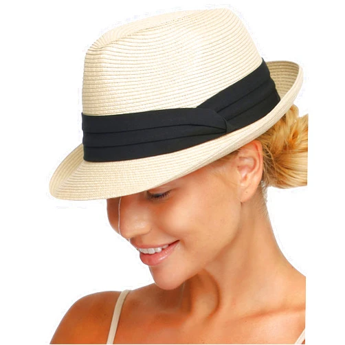 FURTALK Fedora Straw Sun Hat for Men Women Foldable Roll Up Short Brim Trilby Hat Panama Beach Hat UPF 50+