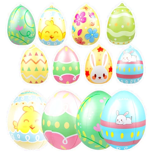 TaoQ C 12 PCS 16 Inch, 24 Inch Easter Inflatable Balloons Inflatable Eggs Decorations PVC Large Easter Egg Balloons for Yard Garden Home Decor