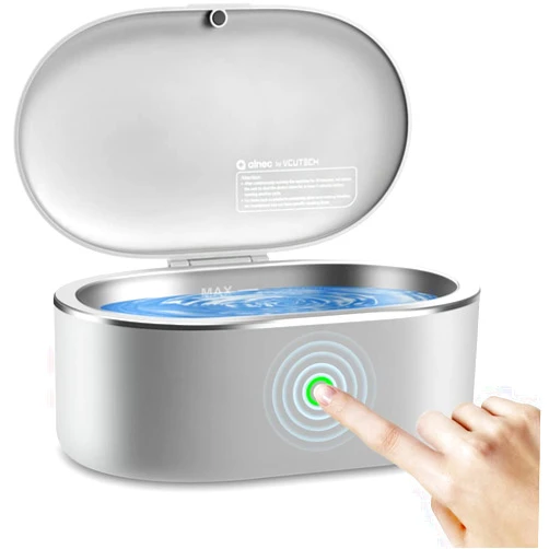 VCUTECH Ultrasonic Jewelry Cleaner Portable and Low Noise Ultrasonic Machine for Jewelry, Ring, Silver, Retainer, Eyeglass, Watch Bands, Coins, 500ML, 45KHz Ultrasound Cleaner Machine by VCUTECH (Light Grey)