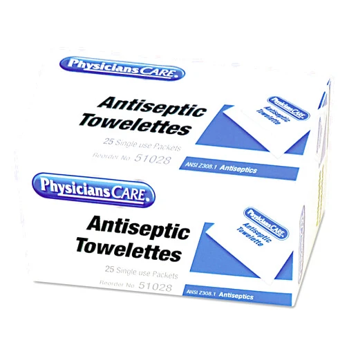 First Aid Only PhysiciansCare First Aid Antiseptic Towelettes, Box of 25 Individually Wrapped