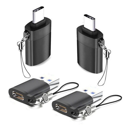 OITYEUF 4 Pack USB to USB C Adapter, 2Pack Type C Female to A Male Converter，2Pack USB C Male to USB 3.0 Female OTG Converter for Apple Watch Ultra 8 9,iPhone 15 Pro Max 14 13 12,AirPods, Samsung S24S Black