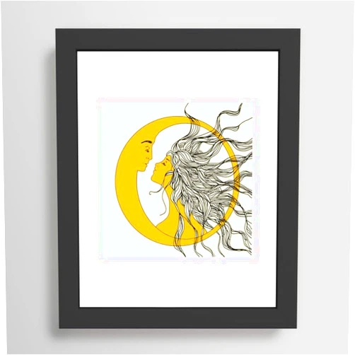 Society6 Sun And Moon by Nadja Framed Art Print (Modern Black - X-Small 8 x 10-10x12)