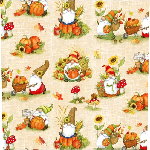 Generic Wilmington Gnome-kin Patch by Susan Winget 39845 282 Cream Gnome Scenic Fabric, Mixed