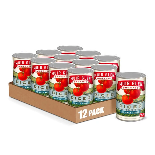 Muir Glen Organic Diced Canned Tomatoes, No Salt Added, 14.5 oz. (Pack of 12)