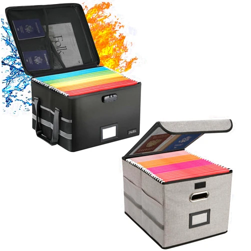 JALIELL Upgraded Fireproof Document Box with Lock and File Organizer Box