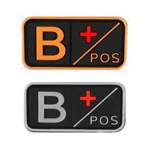Generic Blood Type Patch 3D PVC Rubber Replacement for B Positive Rubber Patch DIY Emblem Military Medic Morale Small Patches Medical Armband Badges (Replacement for B Positive)