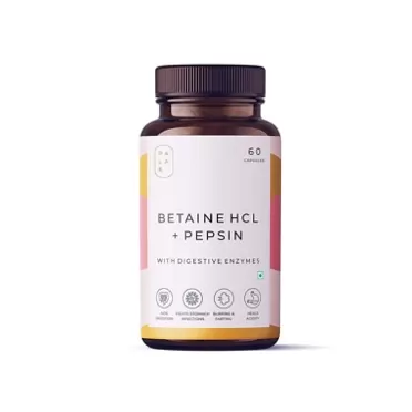 Spare Palak Notes: Betaine HCL + Pepsin, Digestive enzymes for a Healthier Gut, Digestion, Acidity Problems: 60 Capsules