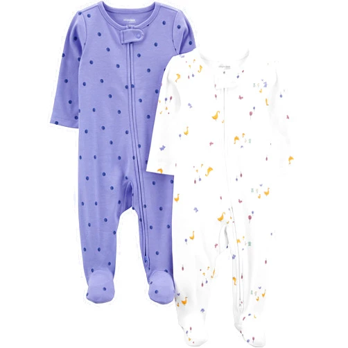 Simple Joys by Carter's Baby Girls' Cotton Footed Sleep and Play, Pack of 2