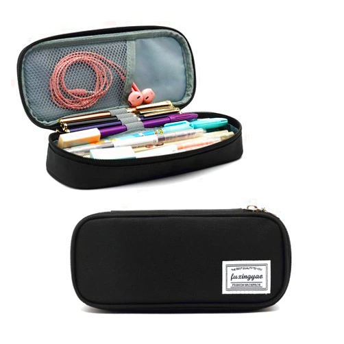FUXINGYAO Pencil Case, Multi- Slot Pencil Pouch, Portable Pencil Bag, Pen Case for& Office(Black)