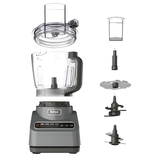 Ninja BN601 Professional Plus Food Processor, 1000 Peak Watts, 4 Functions for Chopping, Slicing, Purees & Dough with 9-Cup Processor Bowl, 3 Blades, Food Chute & Pusher, Silver