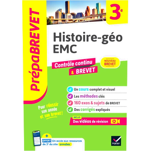Marielle Chevallier,Christophe Clavel,Guillaume d'Hoop Prépabrevet - Histoire-géo EMC 3e - Brevet 2026: cours, méthodes & sujets de brevet corrigés