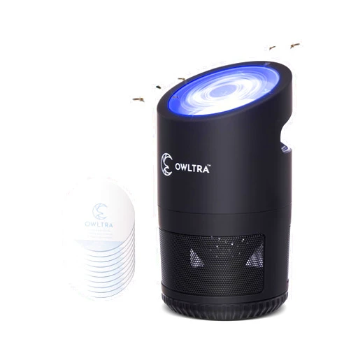 OWLTRA IMT-L70 Indoor Electric Insect Trap, Catcher & Killer Lamp for Fruit Flies, Mosquitos, Moths, Gnats, and More with UV Light Attraction and Fan Suction, Black