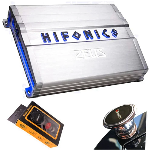 Hifonics ZG-2400.1D Zeus Gamma 1 Channel Super D Class 2400 Watt Car Audio Sound System Subwoofer Speaker Amp Amplifier with Gravity Magnet Phone Holder Bundle