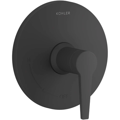 KOHLER K-TS74042-4-BL Pitch Rite-Temp Valve Trim, Shower Trim Faceplate with Lever Handle, Trim Only, Requires Valve, Matte Black
