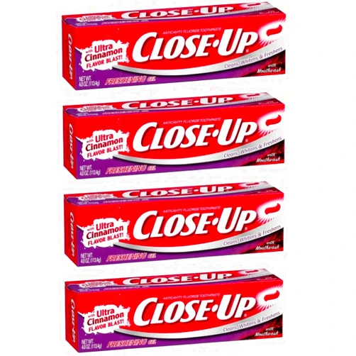 Close Up Close-Up Fluoride Toothpaste, Freshening Red Gel 4 oz (Pack of 4)