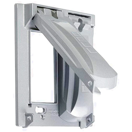 BELL Hubbell-Bell MX2050S Two Gang Two Device Flat Metal Weatherproof Receptacle Cover, Grey