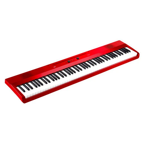 Korg 88 Portable Digital Piano with Semi-Weighted Keys and Built-in Speakers, with Sustain Pedal, Music Stand, and Power Supply, Red (L1MRED)