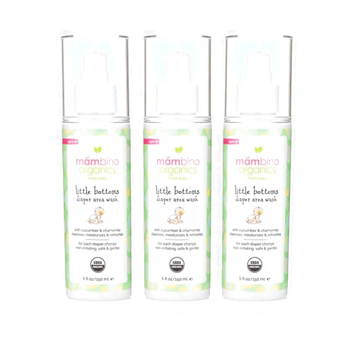 Mambino Organics Little Bottoms Diaper Area Wash, Cucumber + Chamomile (3 Pack)