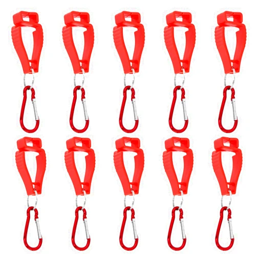 JYXindzkj RICHARDJOV 10 PCS Glove Grabber Clip Holder Work Safety Clip Glove Keeper Glove Clamp Grabber Catcher for Belt Loop Guard Labor Worker Glasses Helmets (10 pcs Red)
